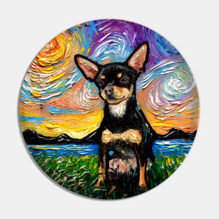 Short Hair Black and Tan Chihuahua Night Pin