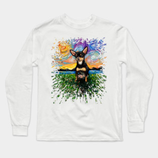 Short Hair Black and Tan Chihuahua Night (splash version) Long Sleeve T-Shirt