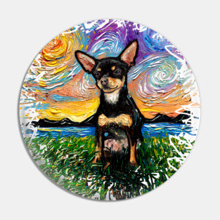 Short Hair Black and Tan Chihuahua Night (splash version) Pin