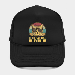 Vintage Best Cat Dad Ever Bump Fist Cool Shirt Hat