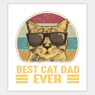 Vintage Best Cat Dad Ever Bump Fist Cool Shirt Sticker