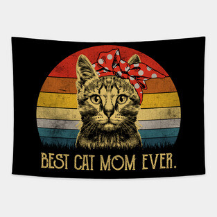 Vintage Best Cat Mom Ever - Cat Mother_s Day Gift Tapestry