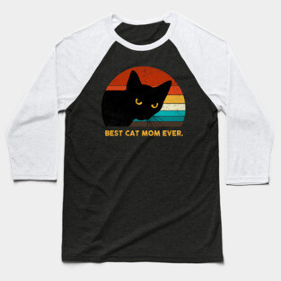 Vintage Best Cat Mom Ever Black Cat Gift Shirt Baseball T-Shirt
