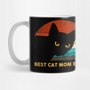 Vintage Best Cat Mom Ever Black Cat Gift Shirt Mug
