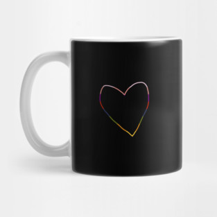 Small Unconventional Rainbow Heart Outline Mug