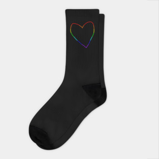 Small Rainbow Heart Outline Socks