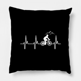 Mountain Bike Heartbeat - Biking Lifeline T-Shirt Pillow