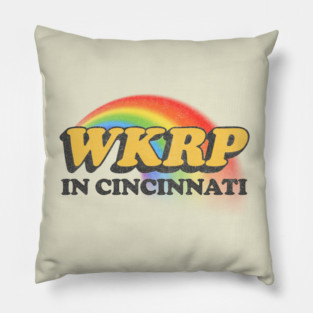 WKRP In Cincinnati Vintage-Style Faded Tribute Logo Design Pillow