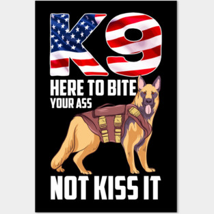 K9 Unit American Flag Patriotic German Shepherd Posters and Art