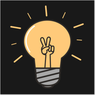 Cute Lightbulb peace sign t-shirt Posters and Art