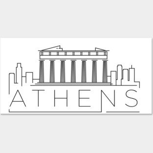 Athens Minimal Skyline Posters and Art