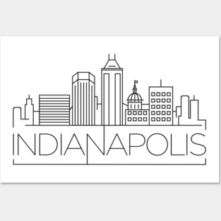 Indianapolis Minimal Skyline Posters and Art