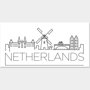 Netherlands Minimal Skyline Posters and Art