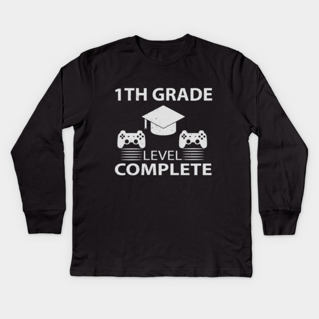 1TH Grade Level Complete Kids Long Sleeve T-Shirt by Pixel Threads 