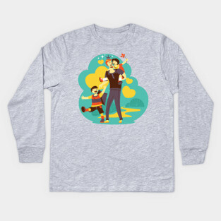 A father and his sons, son and daughter Kids Long Sleeve T-Shirt