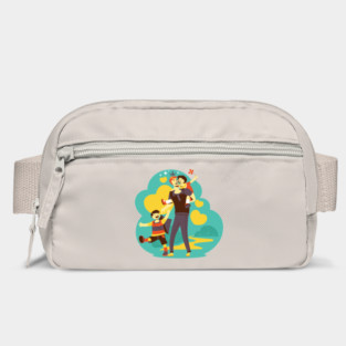 A father and his sons, son and daughter Bag