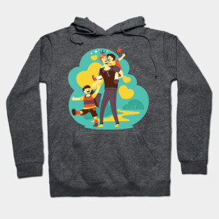 A father and his sons, son and daughter Hoodie