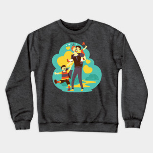 A father and his sons, son and daughter Crewneck Sweatshirt