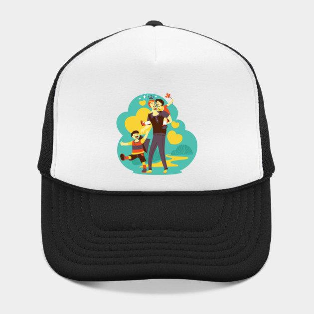 A father and his sons, son and daughter by Spring Moon