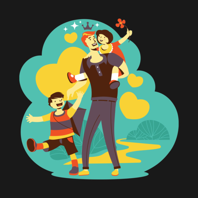 A father and his sons, son and daughter by Spring Moon