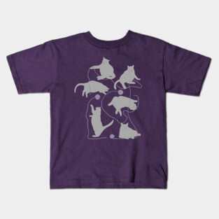Fat Gray Cats Playing with Yarn Kids T-Shirt