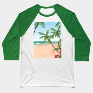 Tropical Beach Baseball T-Shirt