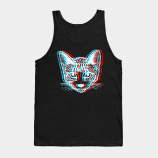 Psychedelic Trippy Rave Cat Abstract Vaporwave Gift Tank Top