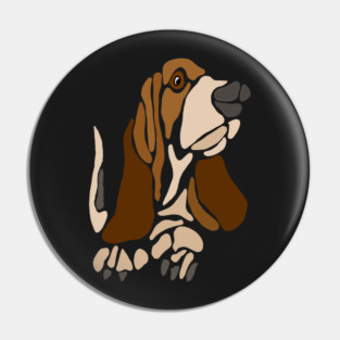 Artsy Fun Basset Hound Dog Abstract Art Pin