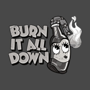 Retro Cartoon Molotov Cocktail Girl "Burn It All Down" T-Shirt