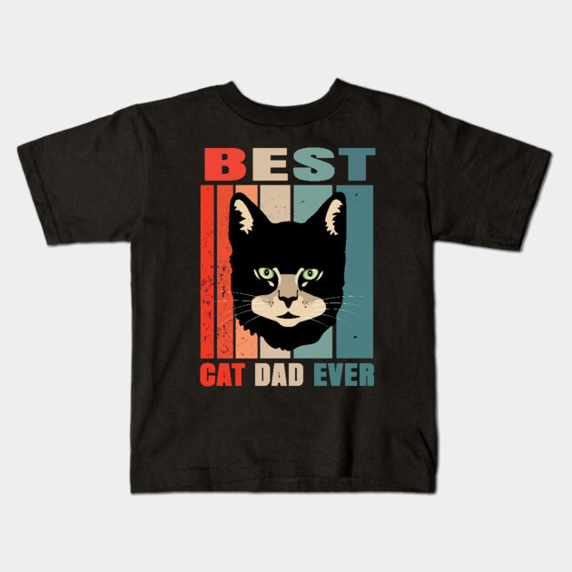 Best Cat Dad Ever Kids T-Shirt by Pixel Threads 