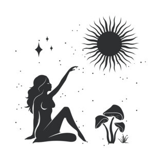 Sitting Mushroom Sun Goddess T-Shirt
