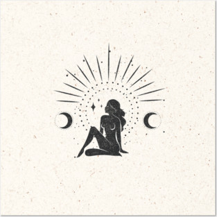 Sitting Sun Moon Goddess Posters and Art