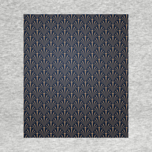 Art Deco Palm Pattern in Midnight Blue T-Shirt