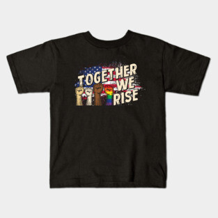 Pride LGBT Together We Rise Vintage American Flag Black Lives Matter Gift Kids T-Shirt
