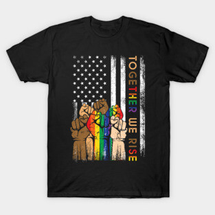 Vintage Pride LGBT Together We Rise American Flag Gift Black Lives Matter T-Shirt