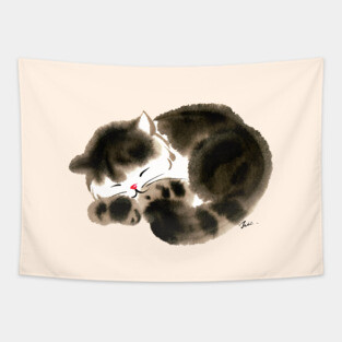 Fluffy sleeping cat Tapestry