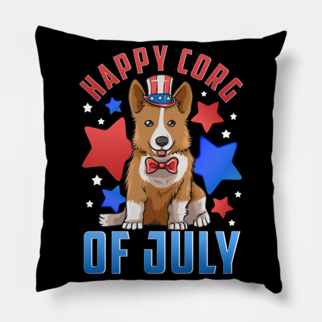 Happy Corg of July Patriotic Corgi Dog Pillow by creative