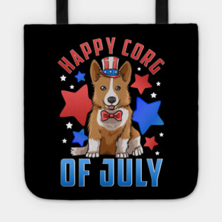 Happy Corg of July Patriotic Corgi Dog Tote