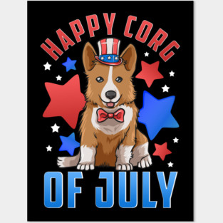 Happy Corg of July Patriotic Corgi Dog Posters and Art