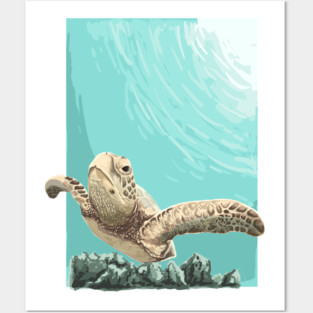 Sea turtle illustration Posters and Art