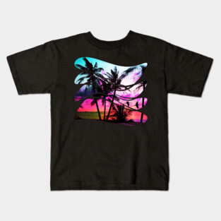 sunset beach In the 80s vintage style Kids T-Shirt