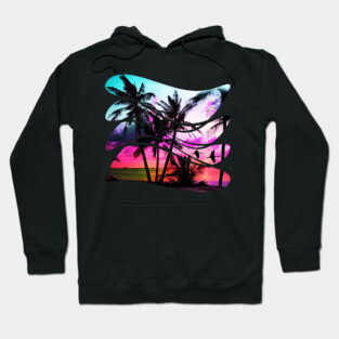 sunset beach In the 80s vintage style Hoodie