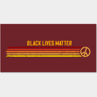 BLACK LIVES MATTER - Retro Peace Stripes Sunset Posters and Art