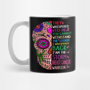 breast cancer skull warrior i am the storm Mug