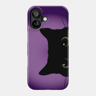 Peek-a-Boo Black Cat (Purple) Phone Case