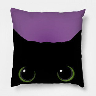Peek-a-Boo Black Cat (Purple) Pillow