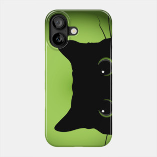 Peek-a-Boo Black Cat (Green) Phone Case