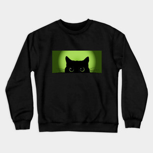 Peek-a-Boo Black Cat (Green) Crewneck Sweatshirt