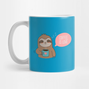 Cute Cartoon Coffee Sloth T-Shirt Mug