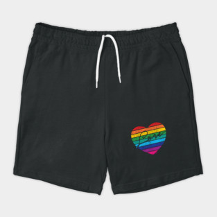 Retro Rainbow Love Heart Shorts